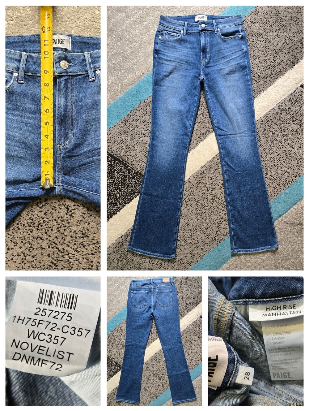 Paige High Rise Manhattan Bootcut Jeans in Novelist, 28, NWOT